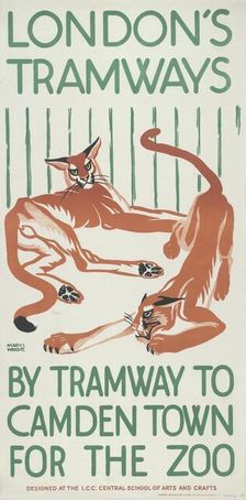 By Tramway to Camden Town for the Zoo London County Council (LCC) Tramways poster, 1924. Artist: Mary I Wright