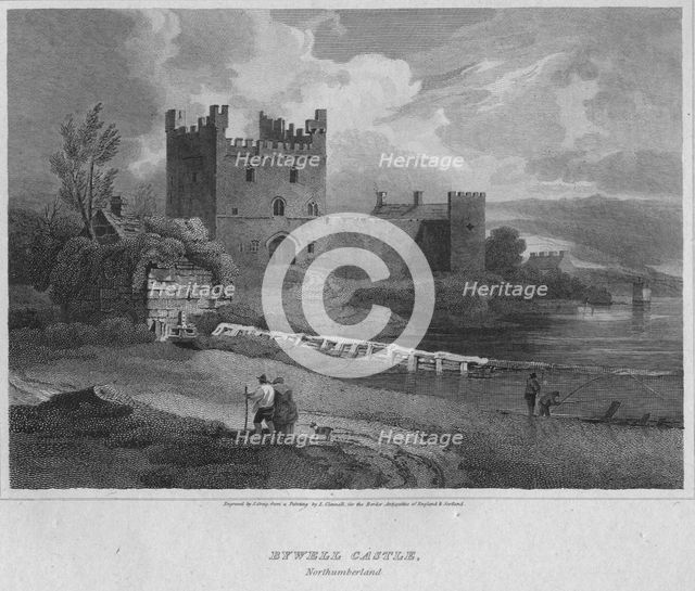 'Bywell Castle, Northumberland', 1814. Artist: John Greig.