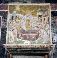 Byzantine Mosaic, Death of the Virgin Mary, Chora church, Istanbul, c1310-1320