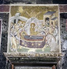 Byzantine Mosaic, Death of the Virgin Mary, Chora church, Istanbul, c1310-1320