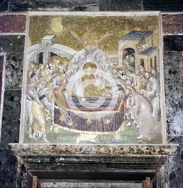 Byzantine Mosaic, Death of the Virgin Mary, Chora church, Istanbul, c1310-1320.  Artist: Unknown.