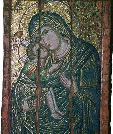 Byzantine mosaic of Virgin and Child, 14th century