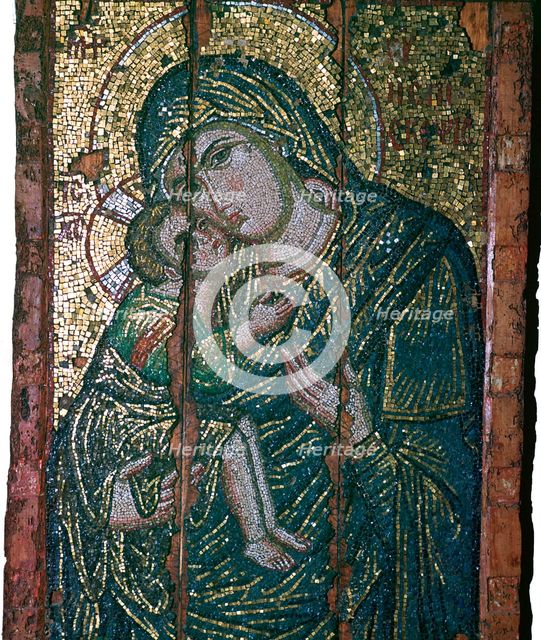 Byzantine mosaic of Virgin and Child, 14th century. Artist: Unknown