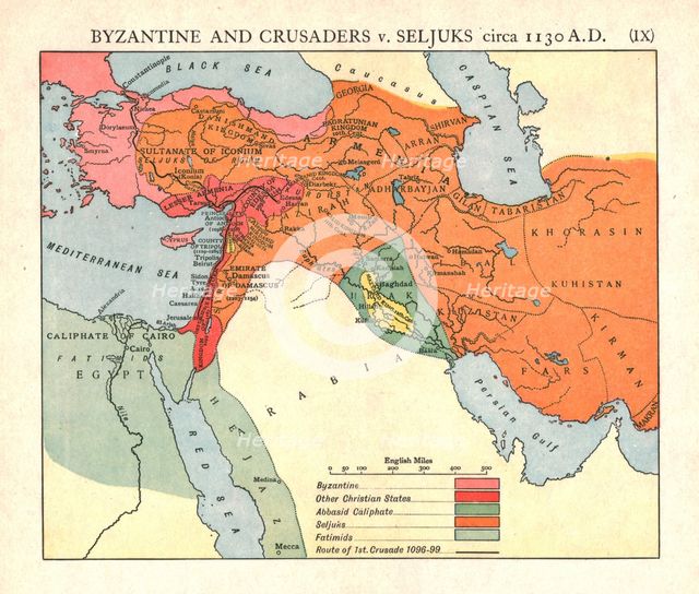 'Byzantine and Crusaders v. Seljuks, circa 1130 A.D.', c1915. Creator: Emery Walker Ltd.