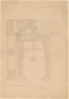 Byzantine Doorway with Duomo, Rimini, c. 1898. Creator: John Russell Pope