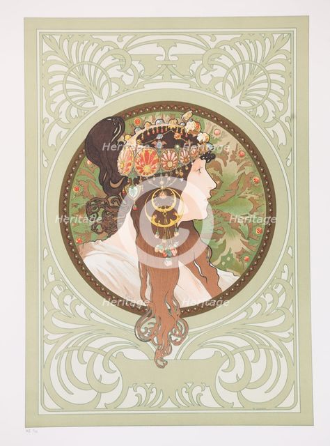 Byzantine Heads: Brunette, 1897. Creator: Mucha, Alfons Marie (1860-1939).