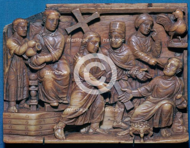 Byzantine ivory showing Pilate condemning Christ and the denial of St Peter, 5th century. Artist: Unknown