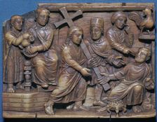 Byzantine ivory showing Pilate condemning Christ and the denial of St Peter, 5th century