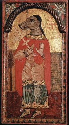 Byzantine icon of St Christopher with a dog's head