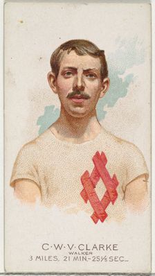 C.W.V. Clarke, Walker, from World's Champions, Series 2 (N29) for Allen & Ginter Cigarette..., 1888. Creator: Allen & Ginter