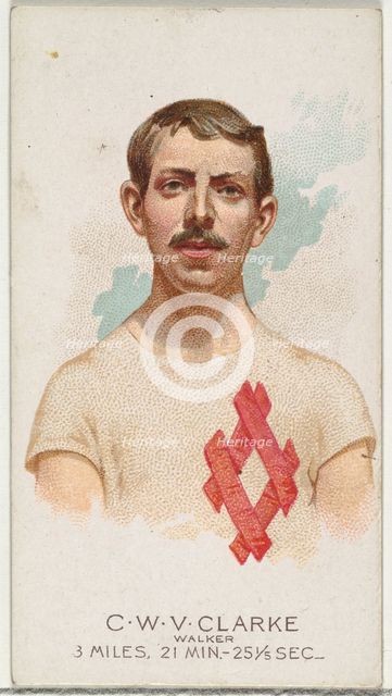 C.W.V. Clarke, Walker, from World's Champions, Series 2 (N29) for Allen & Ginter Cigarette..., 1888. Creator: Allen & Ginter.