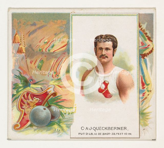 C.A.J. Queckberner, Shot Put, from World's Champions, Second Series (N43) for Allen & Gint..., 1888. Creator: Allen & Ginter.