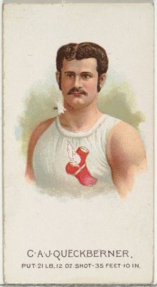 C.A.J. Queckberner, Shot Put, from World's Champions, Series 2 (N29) for Allen & Ginter Ci..., 1888. Creator: Allen & Ginter