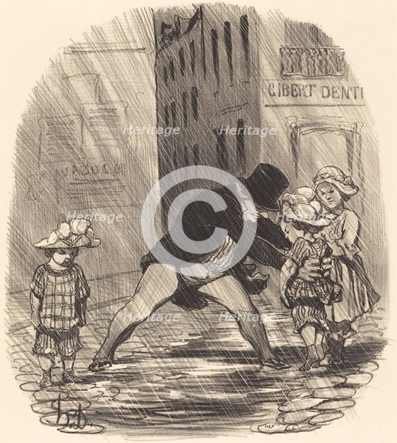 C'est bête d'avoir, en hiver, des enfans si beaux que ça!..., 1851-1852. Creator: Honore Daumier.