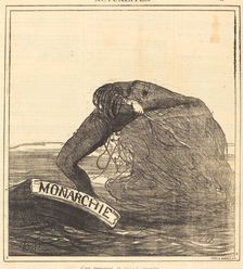 C'est dangereux, la pêche à l'épervier, 1871. Creator: Honore Daumier