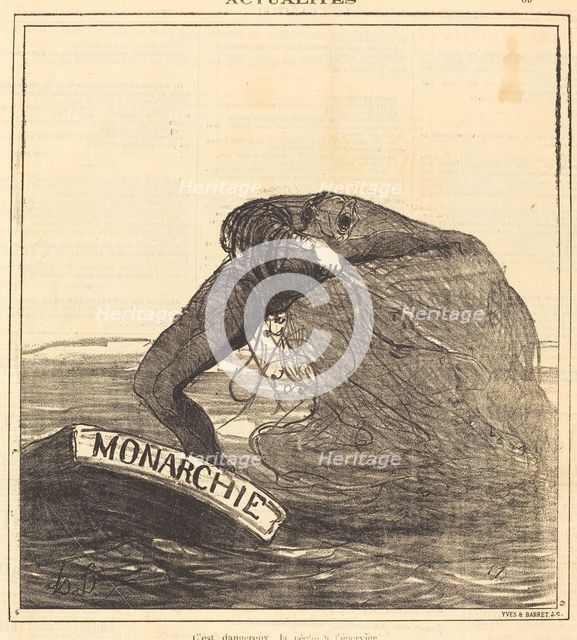 C'est dangereux, la pêche à l'épervier, 1871. Creator: Honore Daumier.