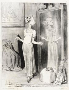 C'est singulier comme ce miroir m'applatit..., 1844. Creator: Honore Daumier