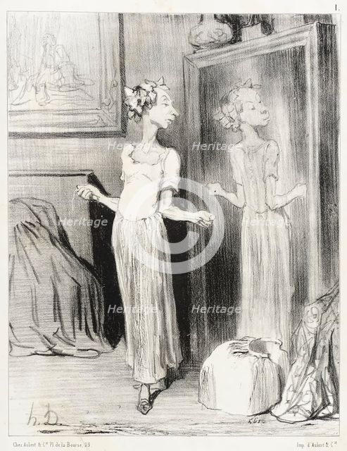 C'est singulier comme ce miroir m'applatit..., 1844. Creator: Honore Daumier.