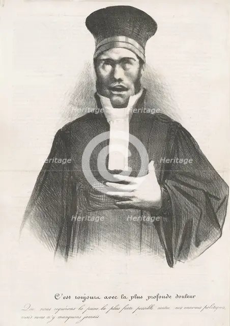 C'est toujours avec la plus profonde douleur..., 1833. Creator: Honore Daumier.