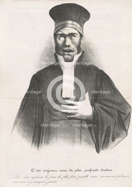 C'est toujours avec la plus profonde douleur..., 1833. Creator: Honore Daumier.
