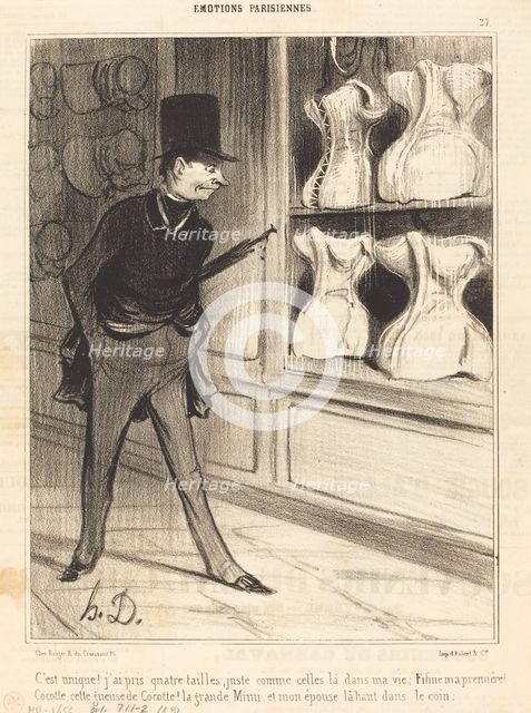 C'est unique! j'ai pris quatre tailles..., 1840. Creator: Honore Daumier.