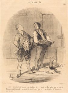 C'est-y embêtant de brosser ces machines là..., 1849. Creator: Honore Daumier