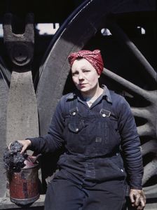C. & N.W. R.R., Mrs. Marcella Hart, mother of three children, employed as a..., Clinton, Iowa, 1943. Creator: Jack Delano