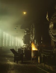 C & NW RR locomotives in the roundhouse at Proviso yard, Chicago, Ill., 1942. Creator: Jack Delano