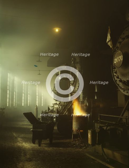 C & NW RR locomotives in the roundhouse at Proviso yard, Chicago, Ill., 1942. Creator: Jack Delano.