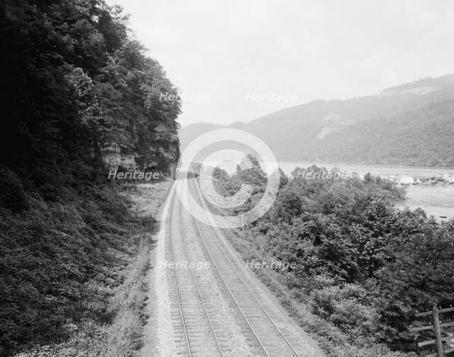 C. & O. Ry. [i.e. Chesapeake and Ohio Railway] at Sandstone Falls, W. Va., c.between 1910 and 1920. Creator: Unknown.