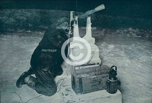 'C. S. Wright Making Observation with the Transit.', 8 August 1911, (1913). Artist: Herbert Ponting.