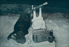 C. S. Wright Making Observation with the Transit. 8 August 1911, (1913). Artist: Herbert Ponting