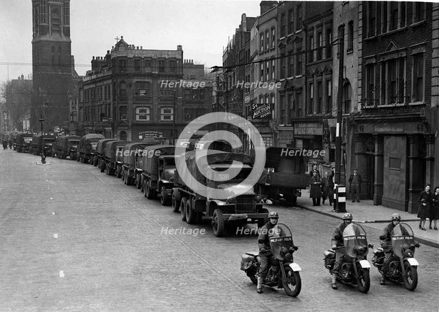 GMC 353 trucks in London circa 1944. Creator: Unknown.