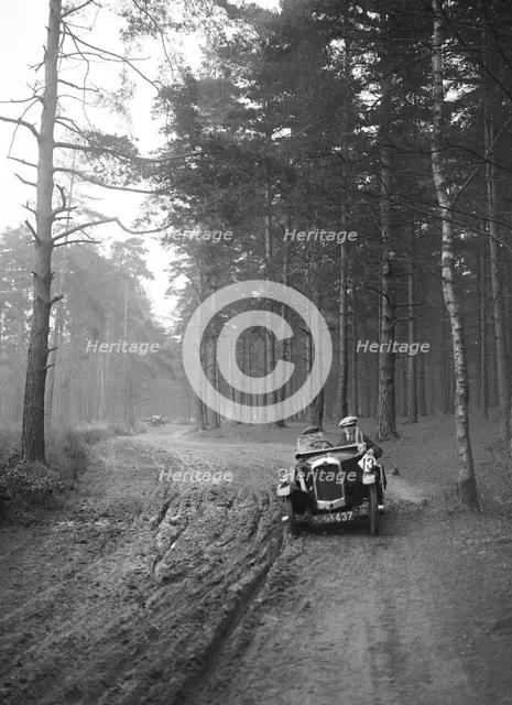 GN of C Finch taking part in the JCC General Efficiency Trial, Oxshott Woods, Surrey, 1923. Artist: Bill Brunell.