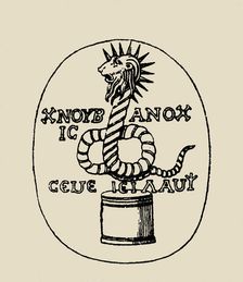 Gnostic intaglio depicting Chnoubis. Creator: Unknown artist