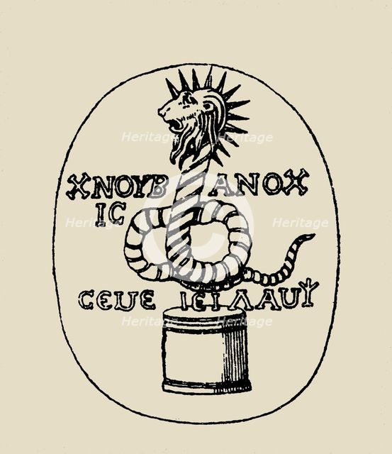 Gnostic intaglio depicting Chnoubis. Creator: Unknown artist.