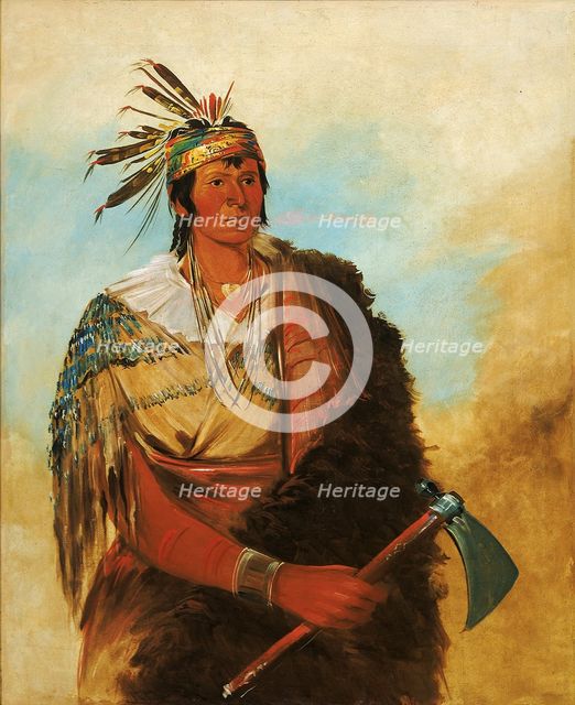 Go-to-ków-páh-ah, Stands by Himself, a Distinguished Brave, 1830. Creator: George Catlin.