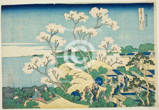 Goten Hill at Shinagawa on the Tokaido (Tokaido Shinagawa Gotenyama), from the serie..., c. 1830/33. Creator: Hokusai.