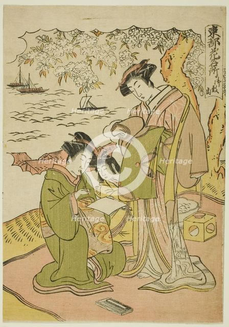 Goten Hill (Gotenyama), from the series "Famous Places for Flowers in the Eastern..., late 18th cent Creator: Kitao Masanobu.
