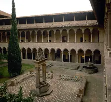 Gothic cloister, Royal Monastery of Saint Mary of Pedralbes, Barcelona, Catalonia, Spain, 1995. Creator: LTL