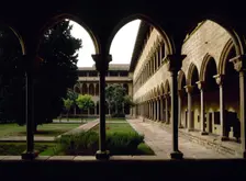 Gothic cloister, Royal Monastery of Saint Mary of Pedralbes, Barcelona, Catalonia, Spain, 1995. Creator: LTL