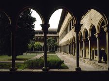 Gothic cloister, Royal Monastery of Saint Mary of Pedralbes, Barcelona, Catalonia, Spain, 1995. Creator: LTL