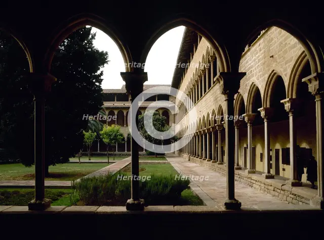 Gothic cloister, Royal Monastery of Saint Mary of Pedralbes, Barcelona, Catalonia, Spain, 1995. Creator: LTL.