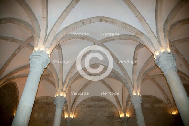 Gothic style ceiling of the refectory, Monastery of Alcobaca, Alcobaca, Portugal, 2009. Artist: Samuel Magal
