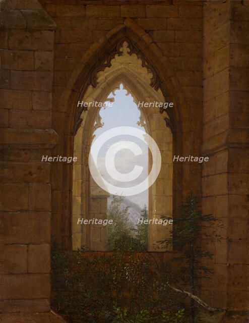 Gothic Windows in the Ruins of the Monastery at Oybin, ca. 1828. Creator: Carl Gustav Carus.