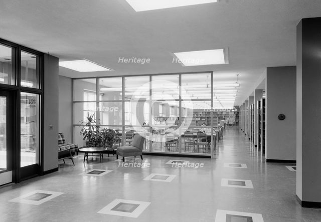Goucher College, Towson, Maryland. Library interior I, 1953. Creator: Gottscho-Schleisner, Inc.