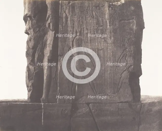 Gournah (Thèbes), Colosse de Gauche - Décoration de la Face Nord-Est d..., 1851-52, printed 1853-54. Creator: Félix Teynard.