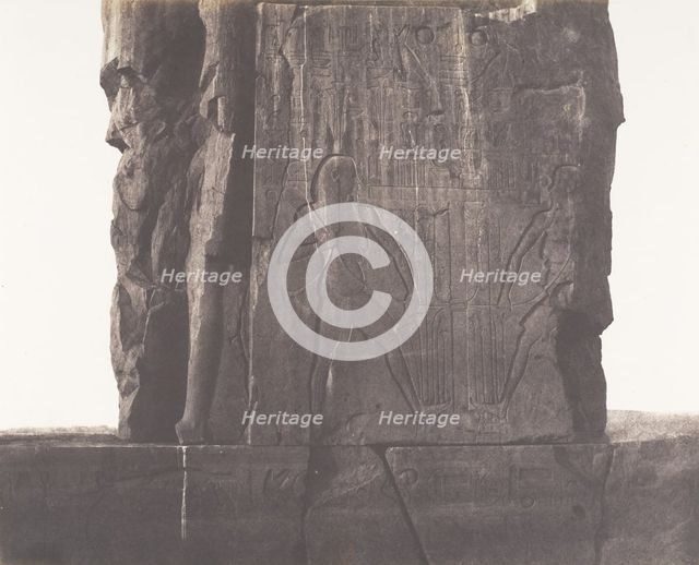 Gournah (Thèbes), Colosse de Gauche - Décoration de la Face Nord-Est d..., 1851-52, printed 1853-54. Creator: Félix Teynard.