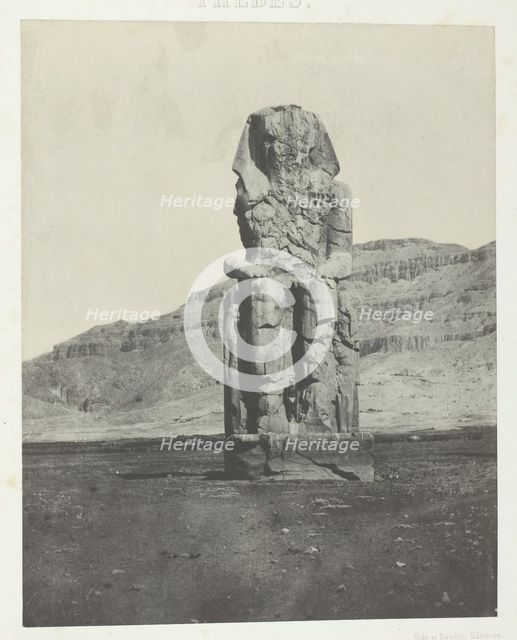 Gournah, Colosse Monolithe d'Aménôpht III; Thèbes, 1849/51, printed 1852. Creator: Maxime du Camp.