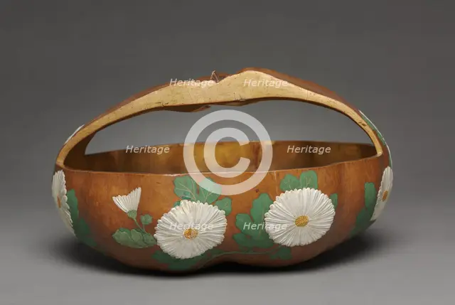 Gourd Basket with Chrysanthemum Design, 1700s. Creator: Ogata Korin (Japanese, 1658-1716), attributed to.